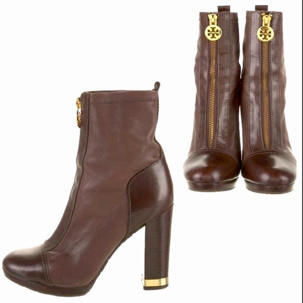 Tory Burch Booties Zipper At Front Brow Leather - image 1